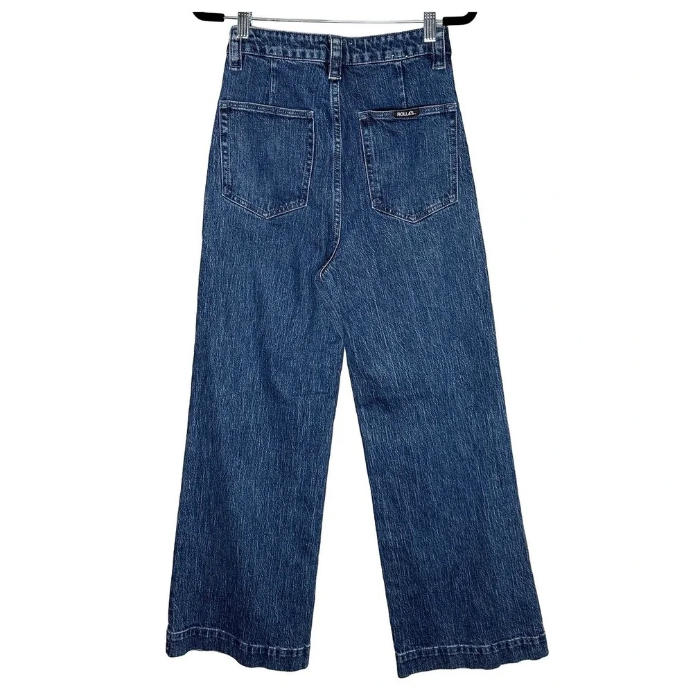 Rolla's Womens Sailor Comfort Ink High Rise Wide Leg Jeans Front Patch Pockets26